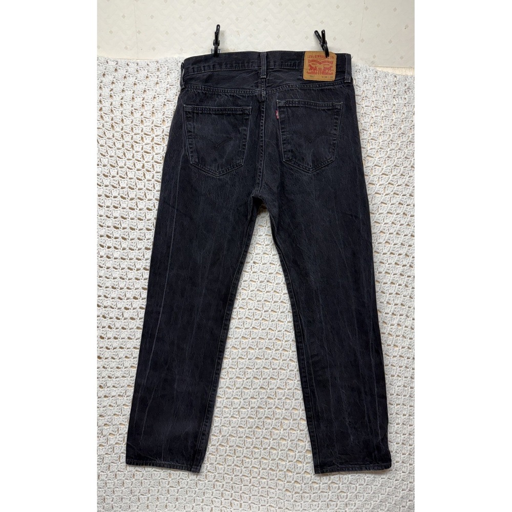 Levis 501 Jeans Men's 34x32 Approx 32x29 Black Denim Button Fly Straight Cotton